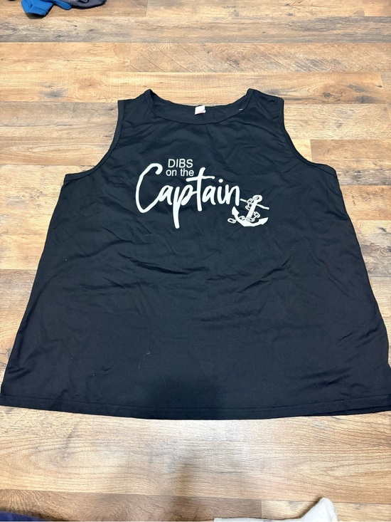 Tops - Dibs on the Captain Graphic Tank 3XL Black Nautical Anchor Sleeveless Tee